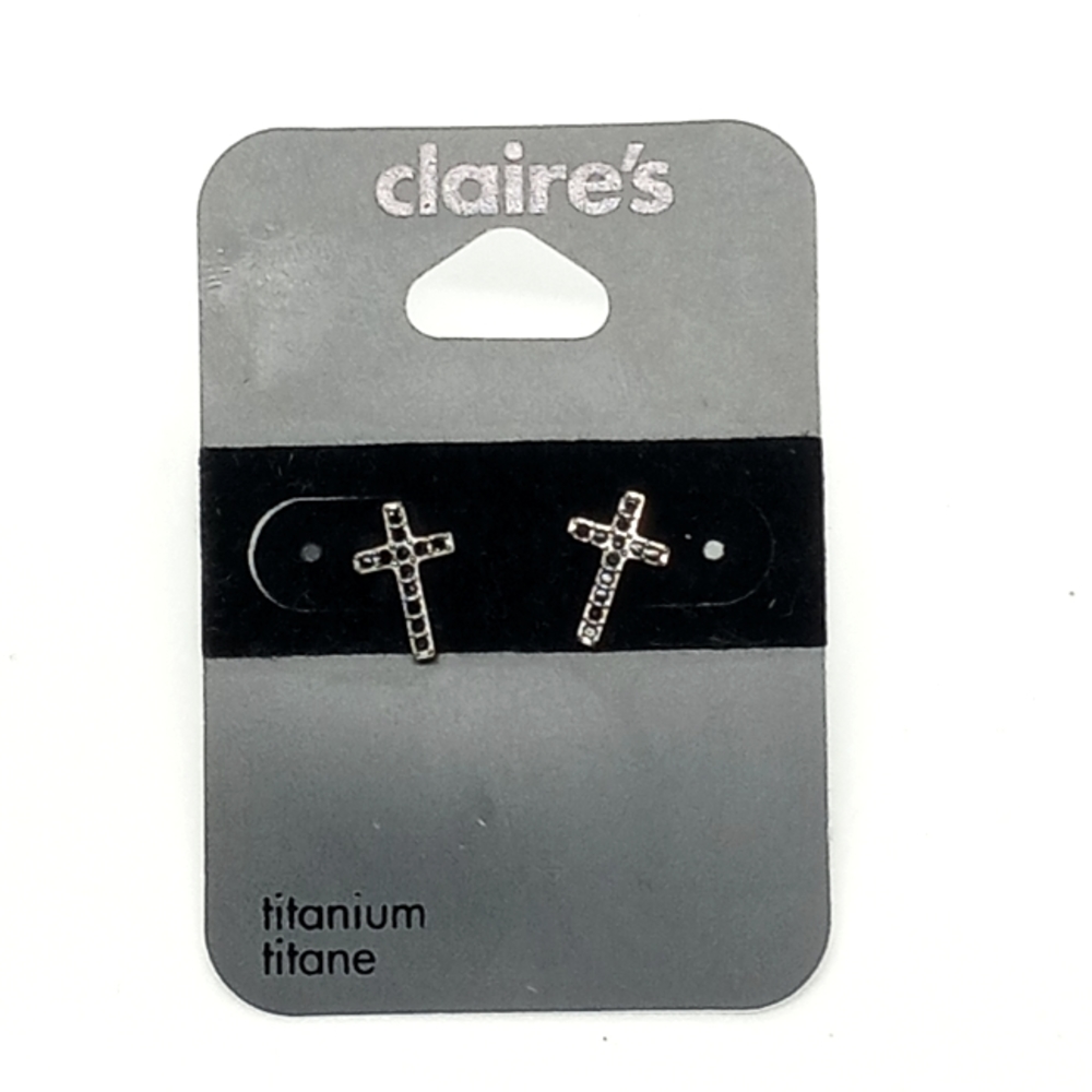 Claires Titanium Cross Earrings Religious Jewelry